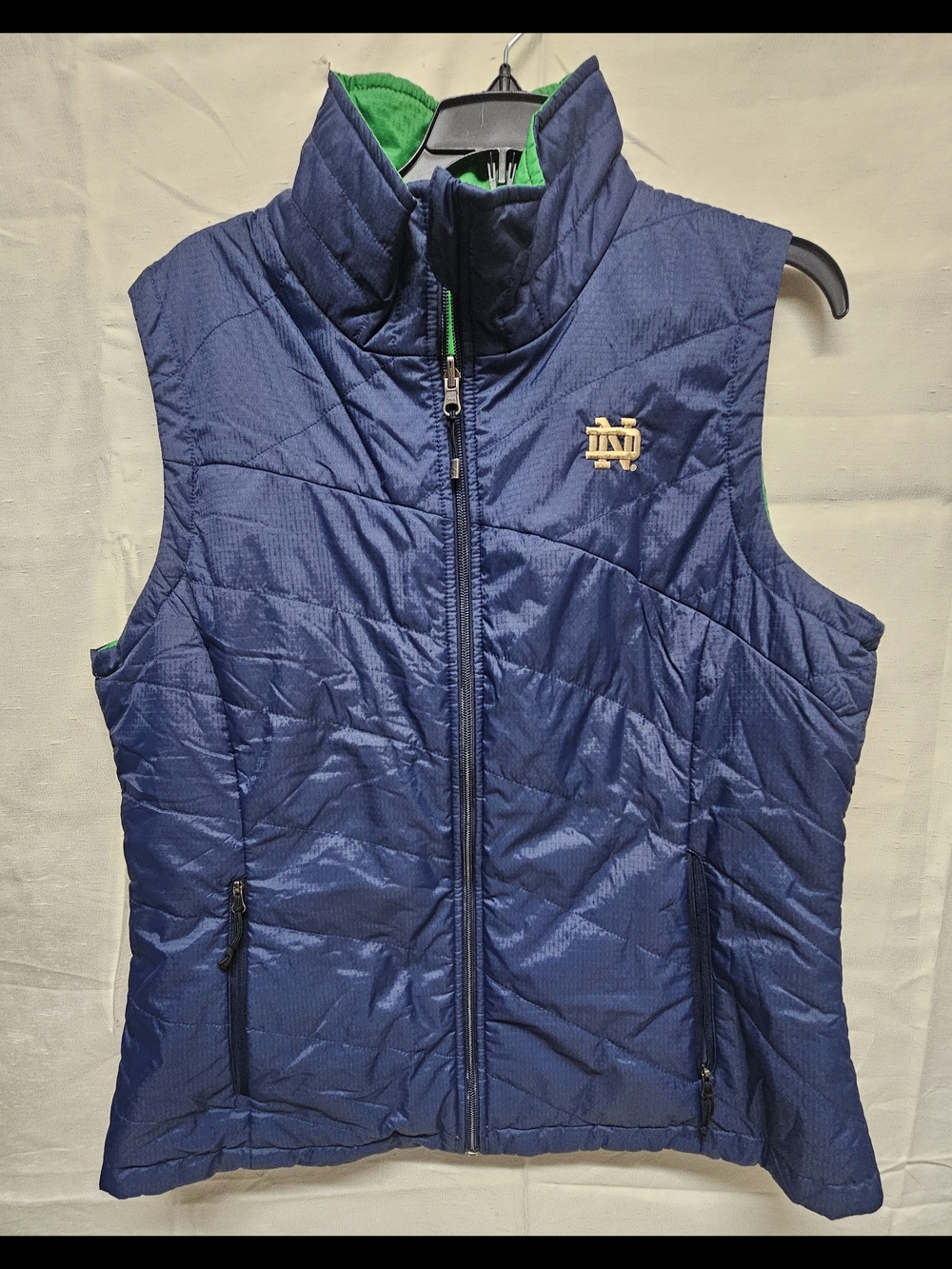 Columbia Notre Dame Reversible Navy And Green Vest Size XL